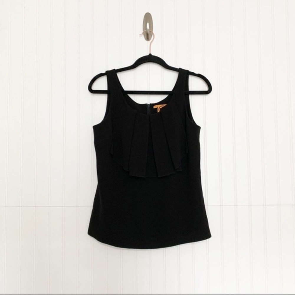 Tory Burch Black Ruffle Front Sleeveless Blouse